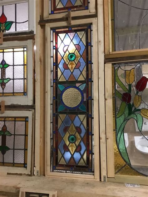 Long Narrow Stained Glass Window Authentic Reclamation