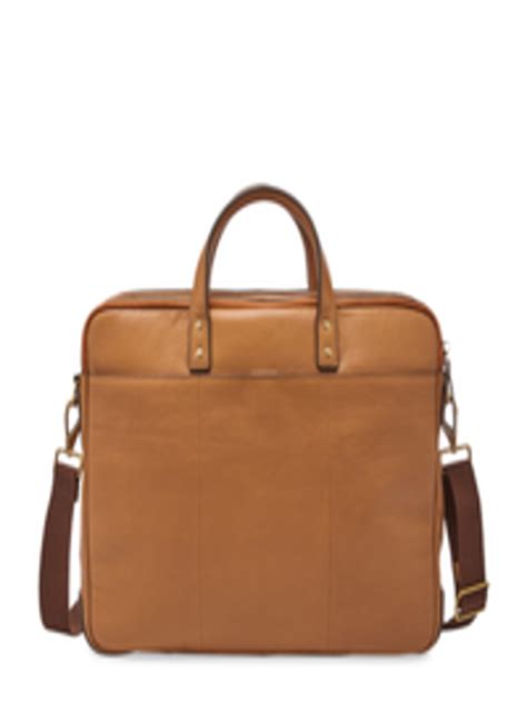 Buy Fossil Men Tan Brown Solid Leather Laptop Bag Laptop Bag For Men