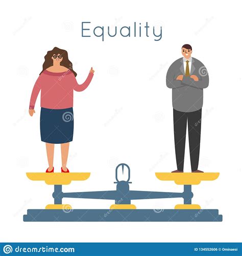 Equality Men Women Equal Rights Male Female Characters Balance Scales