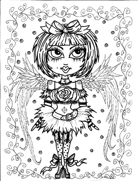 5 Pages Instant Download 5 Coloring Pages Gothic Angels Color Etsy Uk Angel Coloring Pages