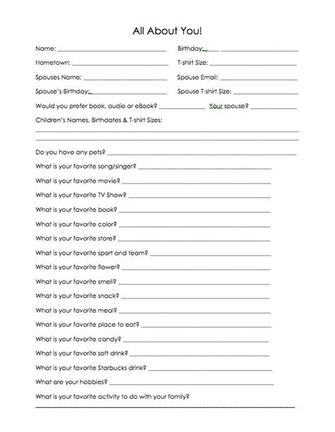 Free Printable Getting To Know Your Employees Questionnaire Template