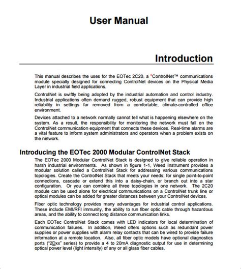 Basic User Manual Template Hq Printable Documents