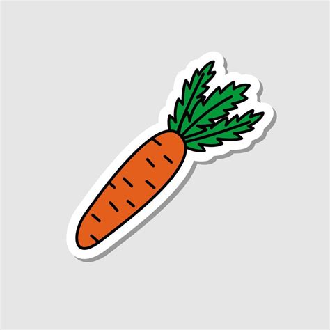 Vector Carrot Sticker In Cartoon Style Isolated Vegetable With Shadow