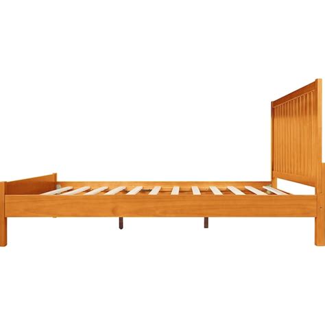 Camden Isle Contemporary King Platform Bed In Cherry Brown Stained Pine