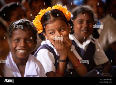 School Girl Laughing In Classroom Saiapet Model Government School