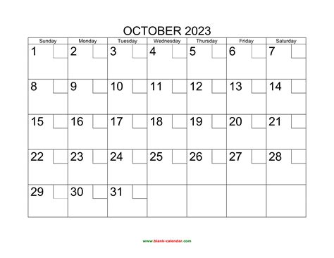 Free Download Printable October 2023 Calendar With Check Boxes