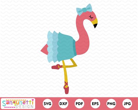 Flamingo Ballerina Svg Ballet Cutting File For Girls Etsy