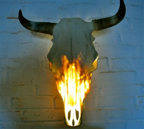 Real Bull Skull Lamp Processed And Whitened Etsy Cow Skull Art