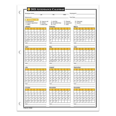 Excel 2021 Employee Attendance Calendar Tracker Calendar Printables