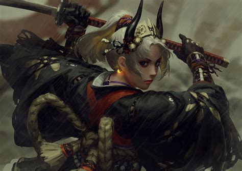Wallpaper Samurai Warrior Girls Women Fantasy Girl
