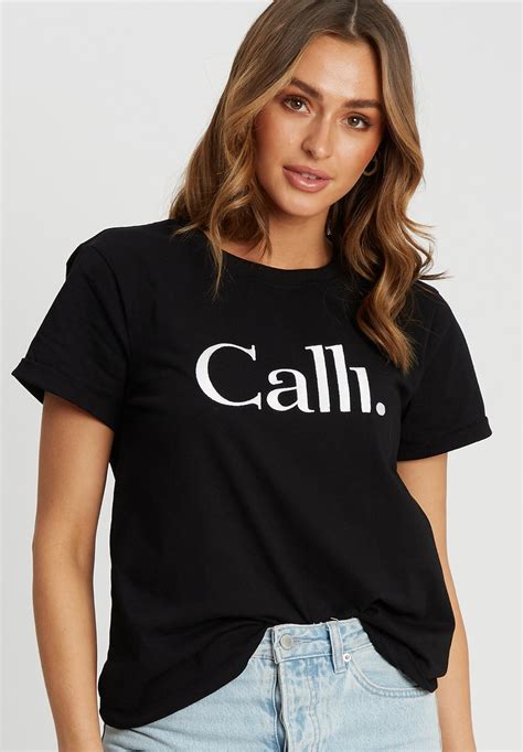 Calli Embroidered Print T Shirt Black Whiteblack Zalandode