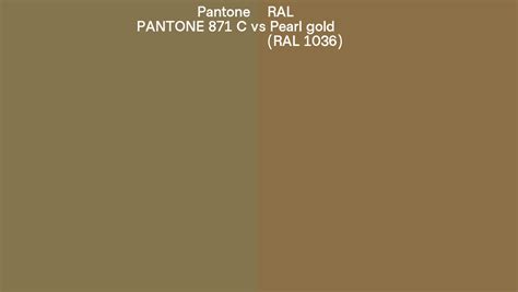 Pantone 871 C Vs Ral Pearl Gold Ral 1036 Side By Side Comparison