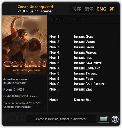 Conan Unconquered Trainer 11 By Fearlessrevolution Fearless Cheat Engine