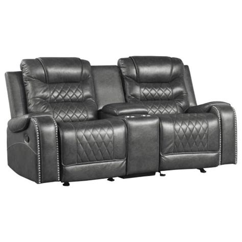 Homelegance Putnam 9405gy 2 Double Glider Reclining Loveseat With