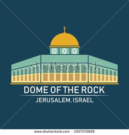 Dome Of Rock Jerusalem Israel Temple Mount Al Quds Vector Illustration Buy This Stock