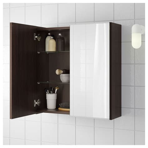 Ikea LillÅngen Mirror Cabinet With 2 Doors Black Brown Ikea Bathroom