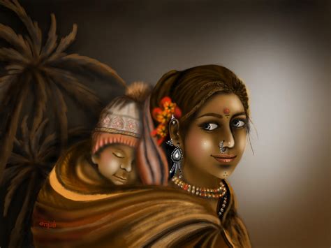 Mother And Child Indian Art Digital Art By Anjali Swami Fine Art America