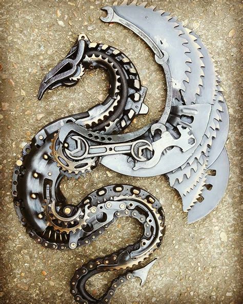 Steampunktendencies Metallskulptur Drachenkunst 3d Kunst