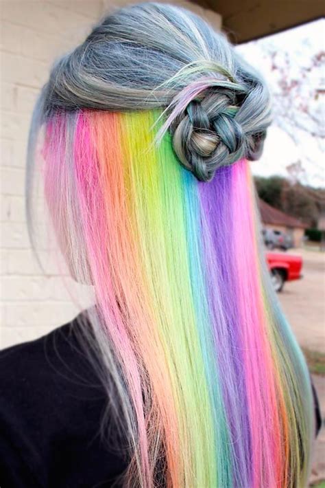 Mesmerizing Hidden Rainbow Hair Lovehairstyles Com Hidden Rainbow Hair Hair Styles Rainbow