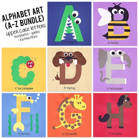 A To Z Alphabet Art Template Upper Case Letters Bundle Who Arted
