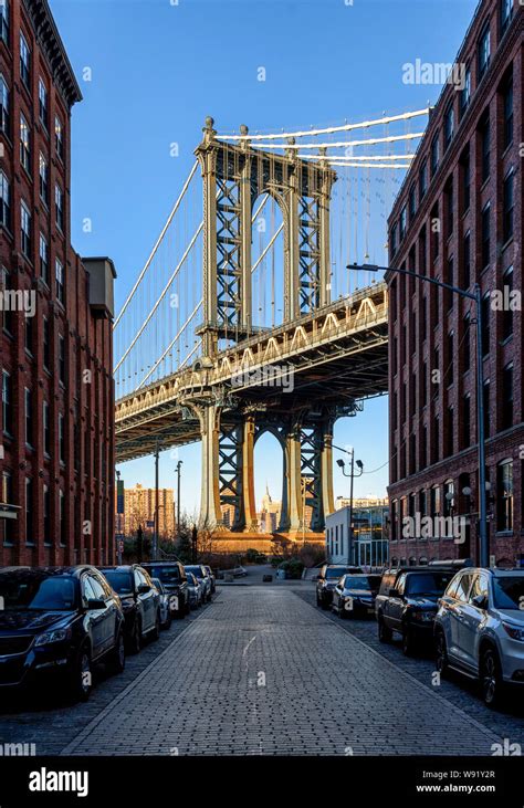 Bridge Brooklyn Dumbo Manhattan Ny Usa Cityscape Skyline View Hi Res