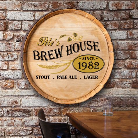 Personalized Authentic Barrel Top Signs Home Bar The Man Registry