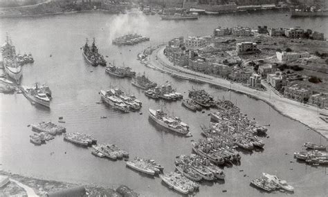 Part Of The Royal Navy Mediterranean Fleet At Anchor Malta History