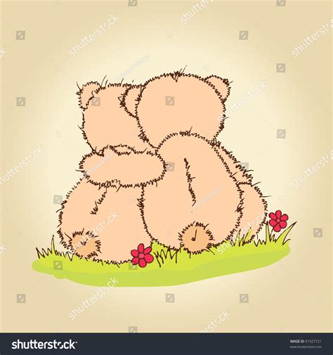 Hand Drawn Illustration Of Loving Couple Teddy Bears 91927721