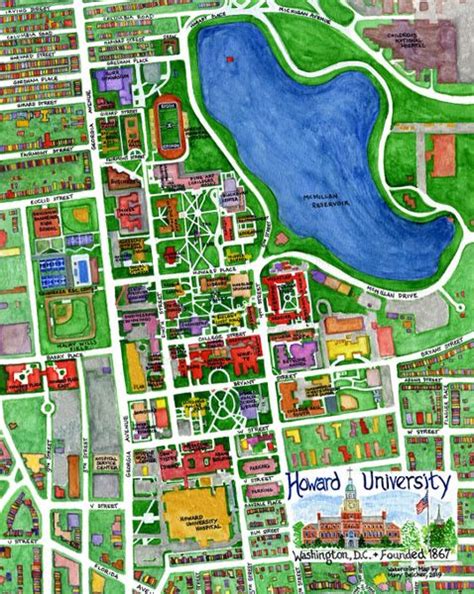 Map Of Howard University Campus 11x14