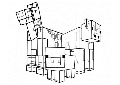 Раскраска Животные Minecraft распечатать Майнкрафт