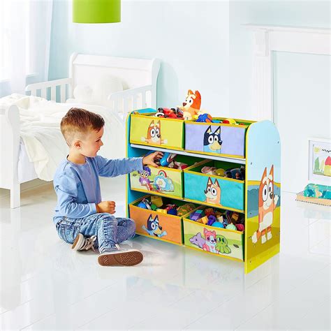 Buy Bluey Kids Bedroom Toy Storage Unit With 6 Fabric Storage Boxes