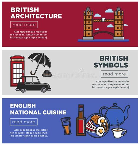 British Culture And Symbols Internet Pages Templates Set Stock Vector