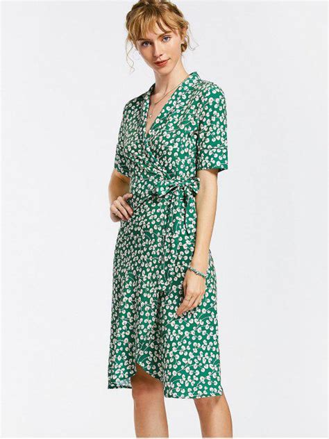 2018 Floral Wrap Dress In Floral M Zaful