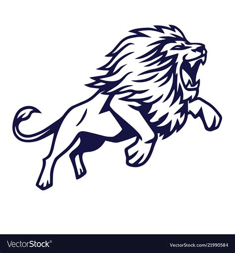 Angry Lion Jump Logo Mascot Design Royalty Free Vector Image