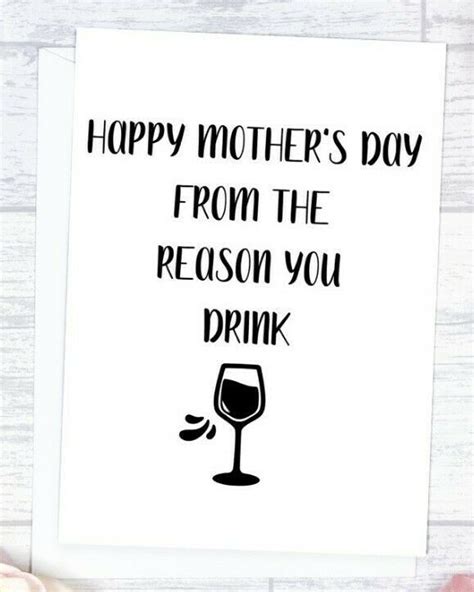 Happy Mothers Day Greetings Card Funny Mum Mother Comedy Joke Wine Blank Card Dazzlingdesigns