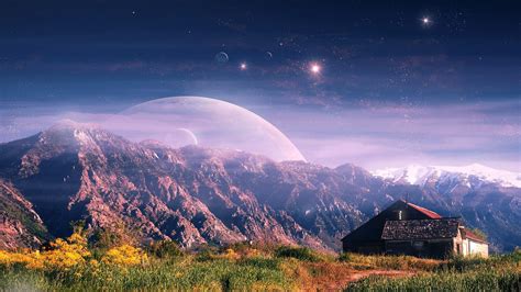 Mountain House Fantasy Hd Digital Universe 4k Wallpapers Images