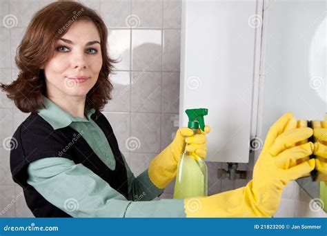 Woman Cleaning The Bathroom Stock Photo Image 21823200