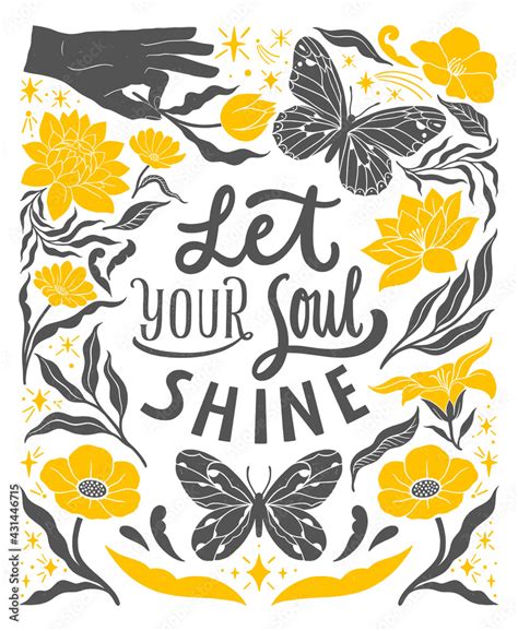 Let Your Soul Shine Inspirational Hand Written Lettering Quote