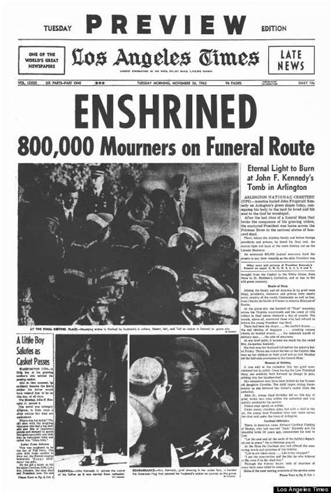 Funeral For JFK Headline From The LA Times Thefuneralsource Org Funerals