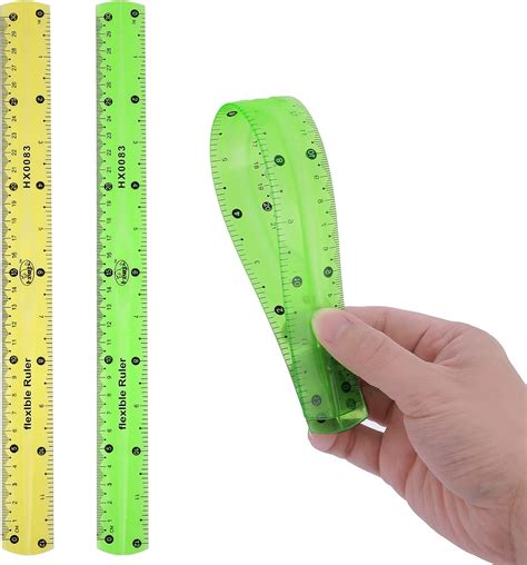 2 Pieces Flexible Ruler 30cm12inch Plastic Ruler Shatterproof