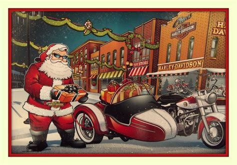 Cool Biker Santa Claus With His Harley Davidson Motorcycle Etsy