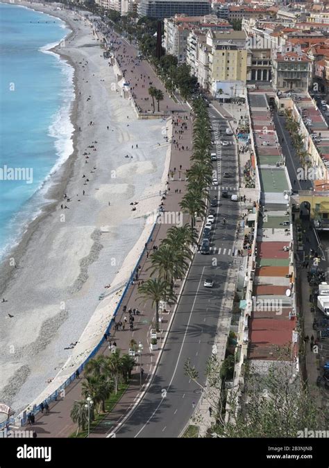Panoramic Aerial View Of The Promenade Des Anglais And The Coastline