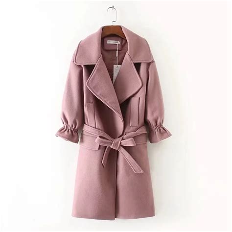 2019 spring women slim thin outerwear casual lapel windbreaker cape coat big lapel belt trench