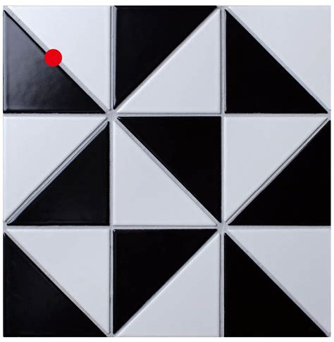 4″ Windmill Pattern Black White Matte Porcelain Geometric Tile Tile