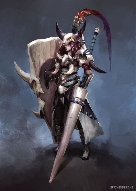 Bone Armor Character Concept Jeff Chen Conceito De Armadura Arte