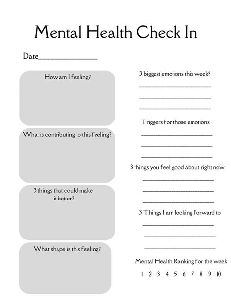 mental health check in digital printable for therapists counselors mental health worksheet