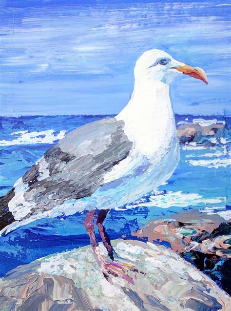 Seagull Painting Original Art Beach Painting Bird Painting Etsy