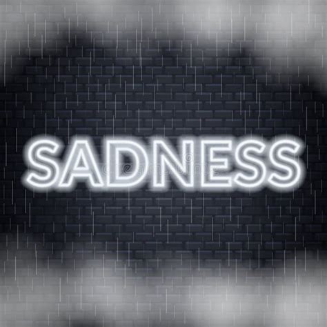 Depression Neon Lettering Sad Mood Vector Illustration Stock Images