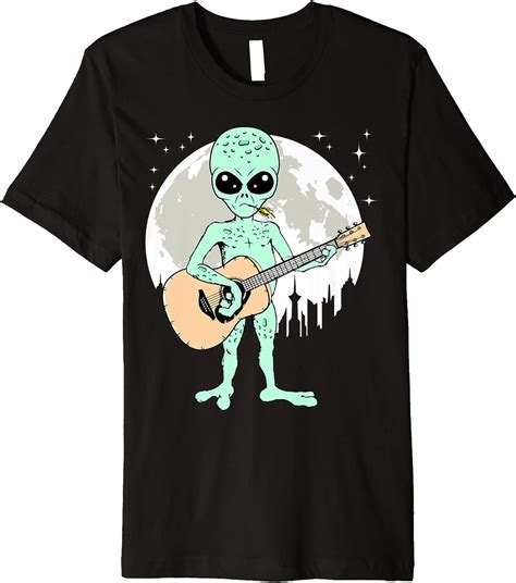 Funny T For Guitarist Alien Playing Guitar Premium T