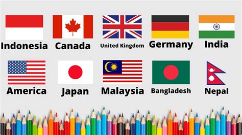 10 Country Flag Drawing Learn Countries Name How To Draw Countries